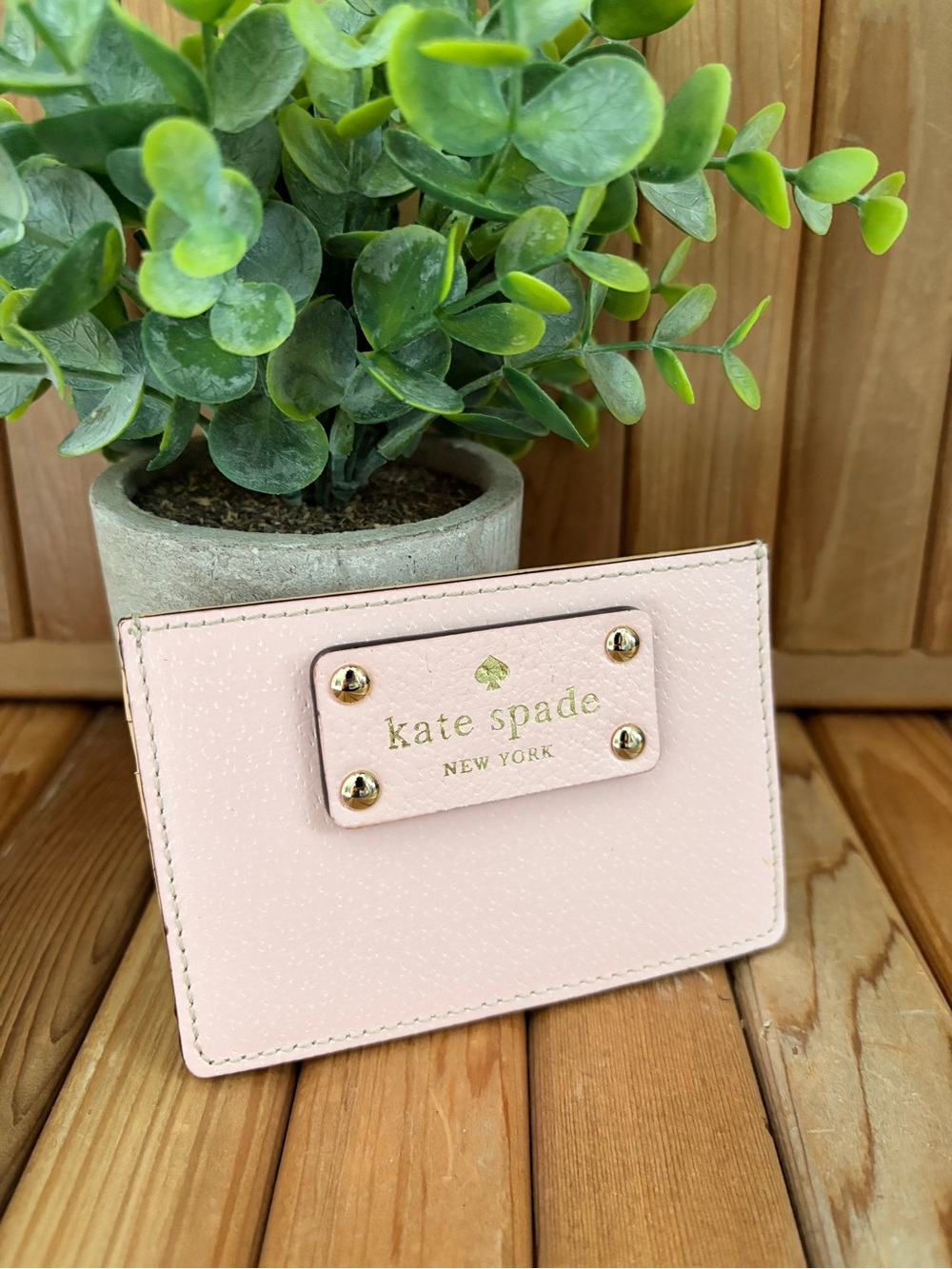 Kate Spade Blush Pink + Butter Cream Leather Card Wallet NWOT